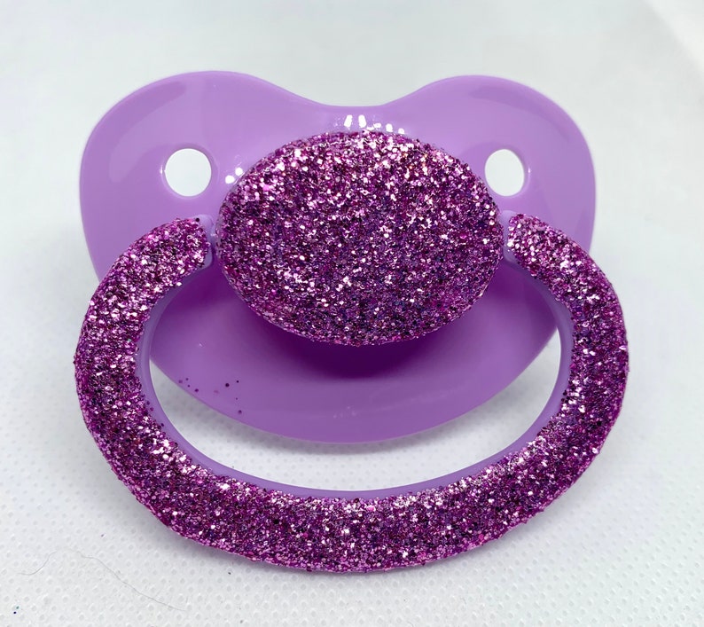 Purple Glitter Paci, adult pacifier, adult paci, abdl, abdl pacifier, adult baby, adult baby pacifier, ddlg, age play, age regression,