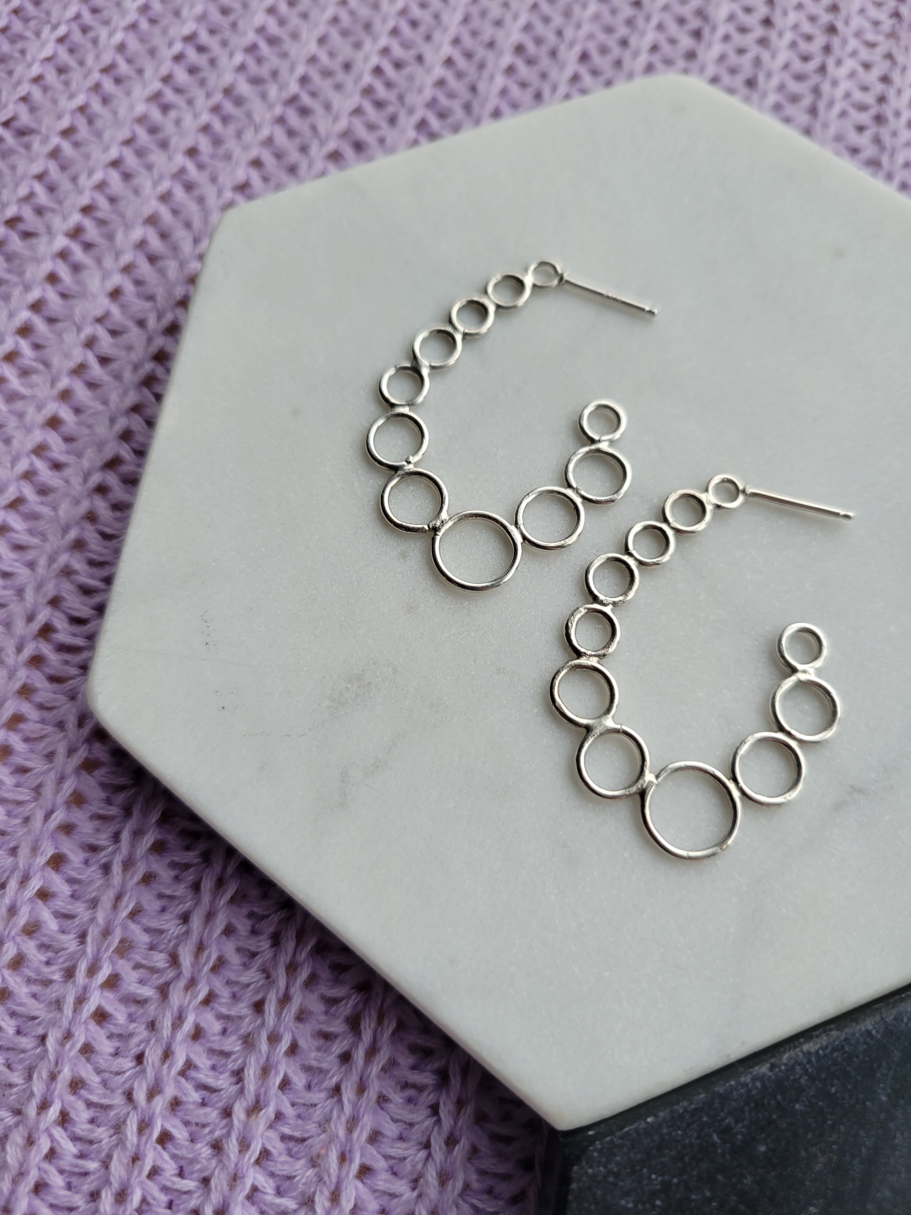 Partial Graduated Bubble Sterling Silver Post Earrings