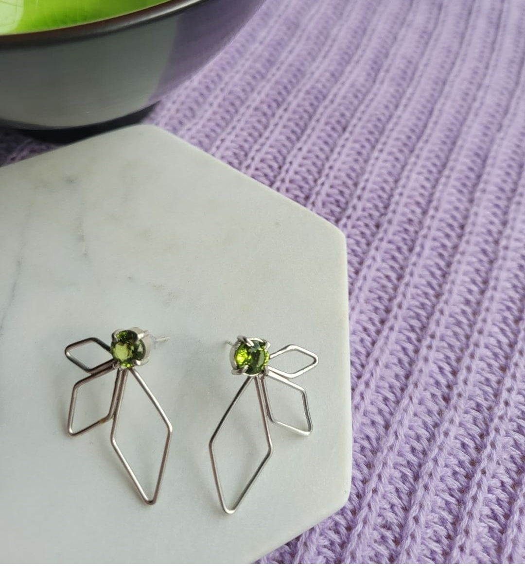 Peridot Triple Petal Earrings