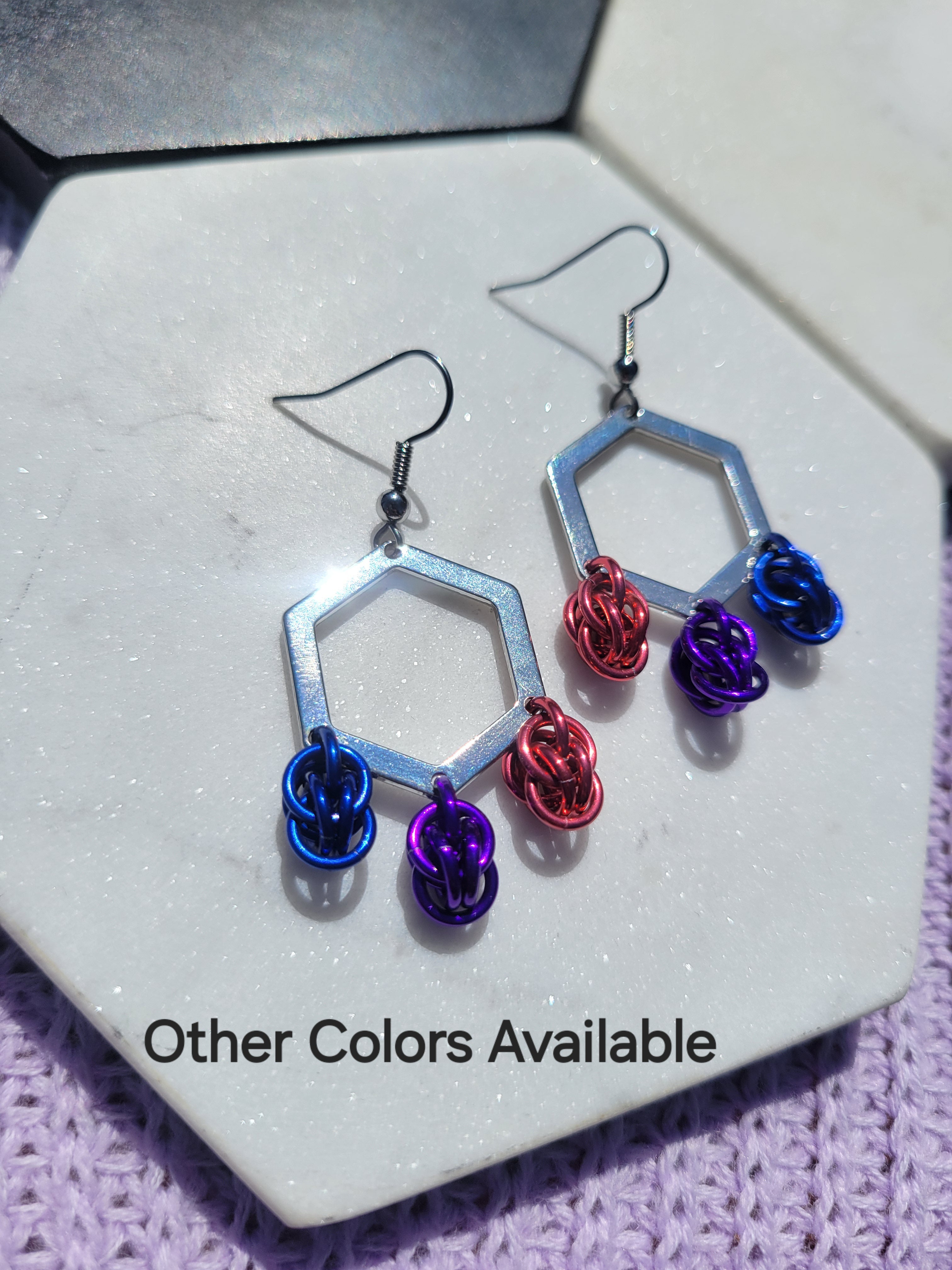 Sweet Pea Hexagon Earrings
