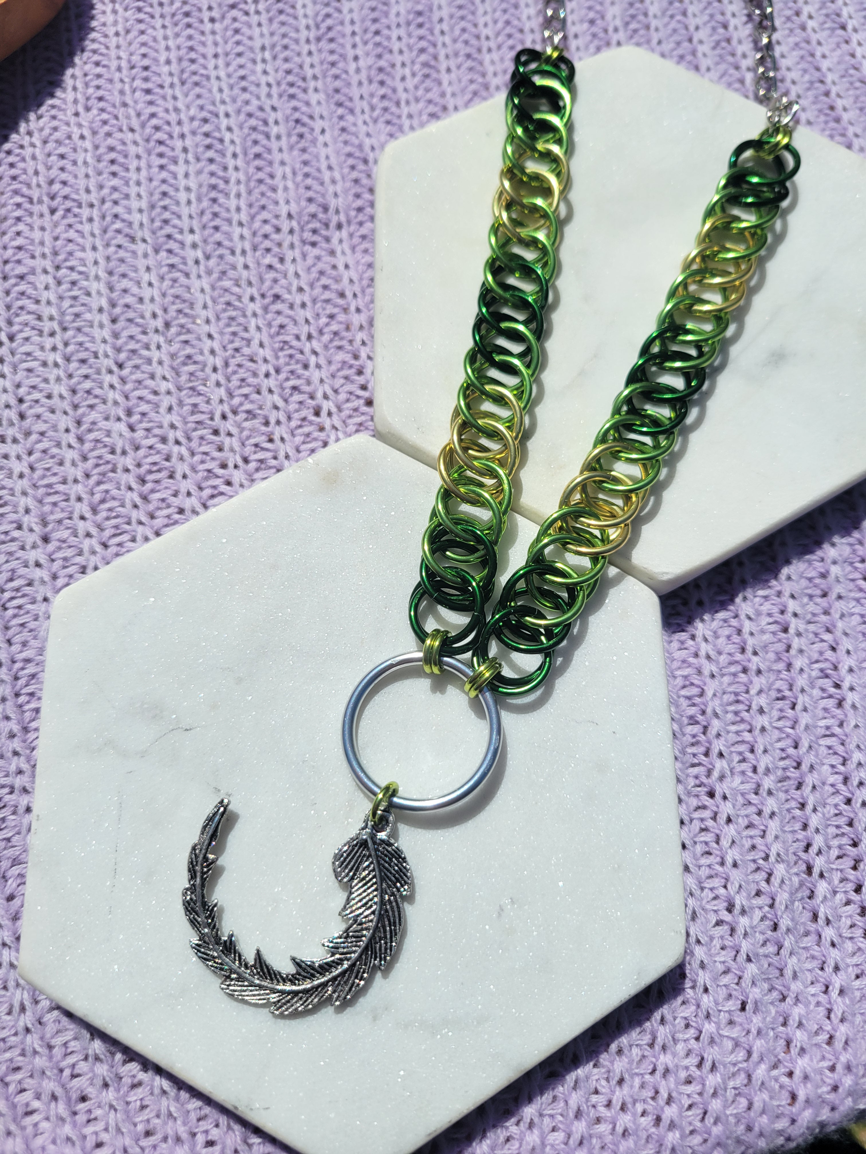 Flat Weave Feather Necklace