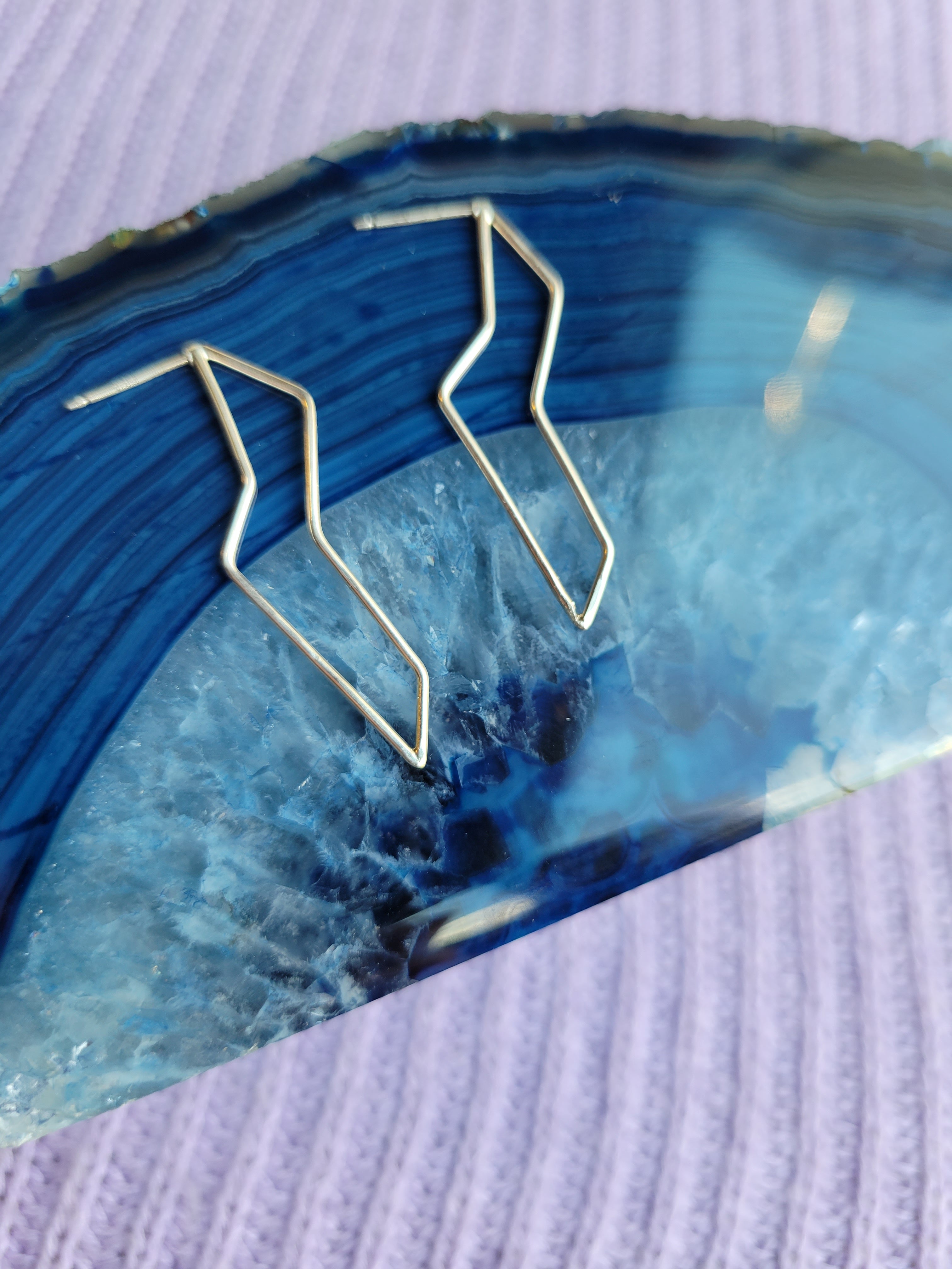 Lightning Bolt Sterling Silver Post Earrings