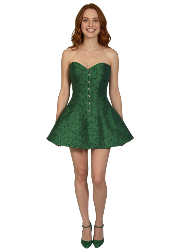 Corset Dress Green Brocade
