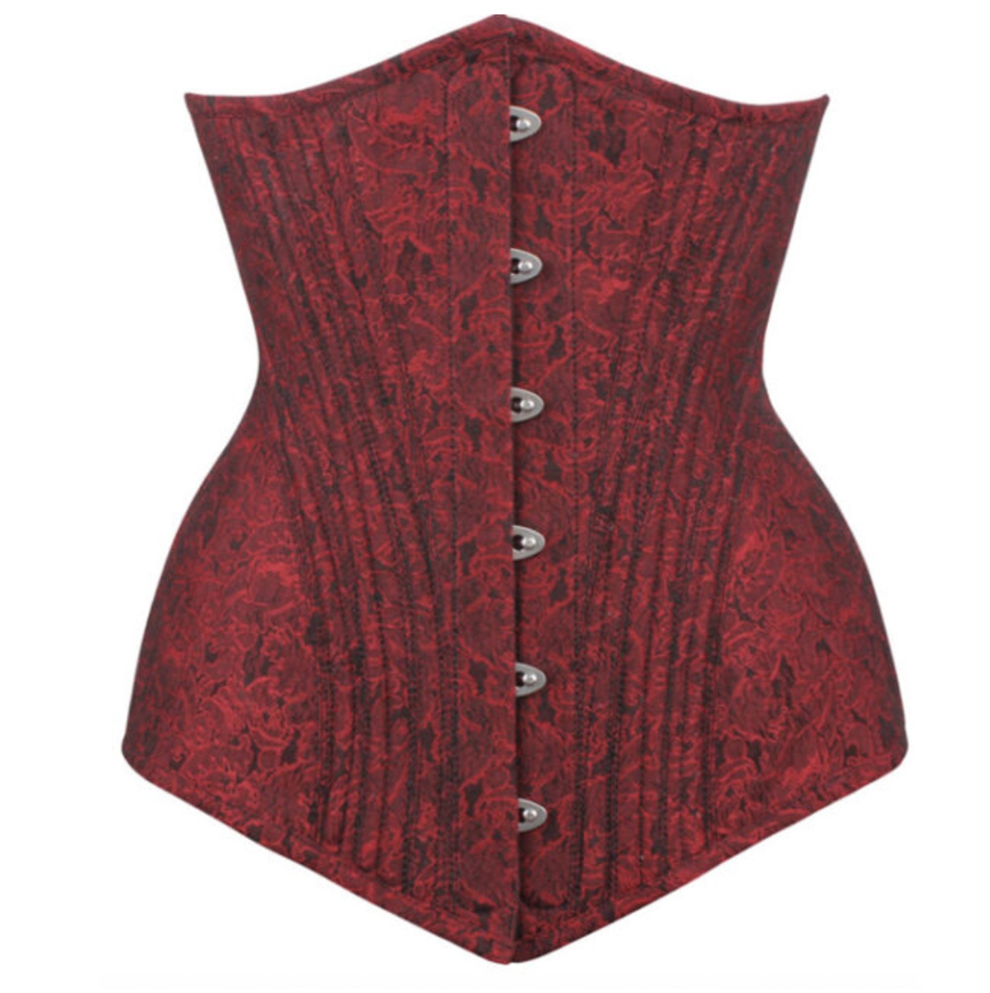 Long Line Under Bust Red Brocade