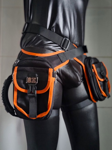 2x Larry Croft Clubbing pockets w/ Leg Handles Puppy Play Fursuit Bags Grab On